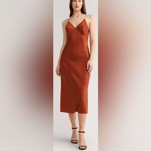 Lily Silk 100% Silk V Neck Silk Slip Dress With Pearl Detail Sz 12